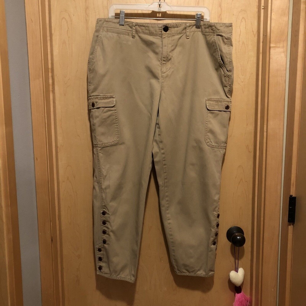 Lauren Jeans Co Ralph Lauren Cargo Crop Buttons Khaki Women s Size 18